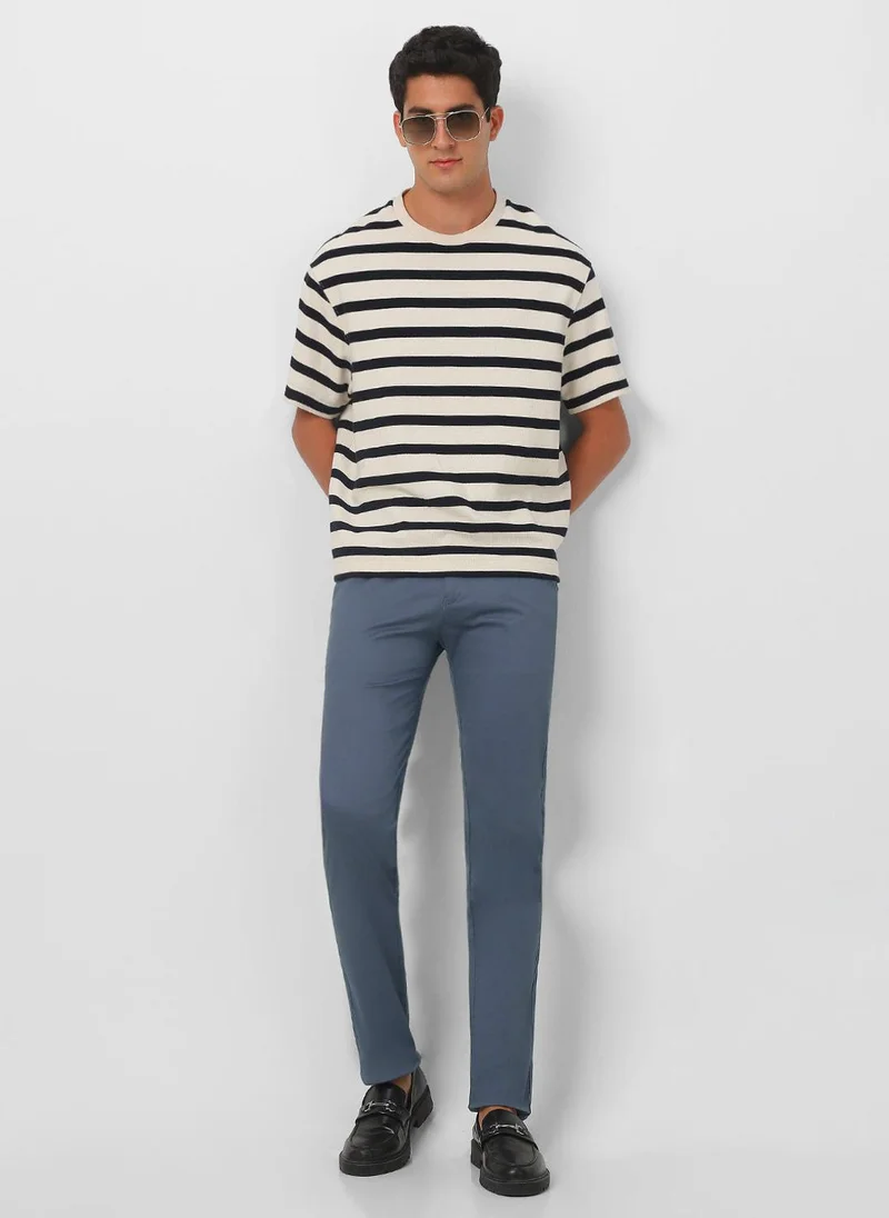 Urbano Fashion  Urbano Fashion Men's Steel Blue Cotton Slim Fit Casual Chinos Trousers Stretch for Men | Best Price UAE